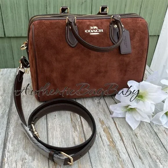 Coach Rowan Large Satchel Bag In Suede Purse - Picture 6 of 9